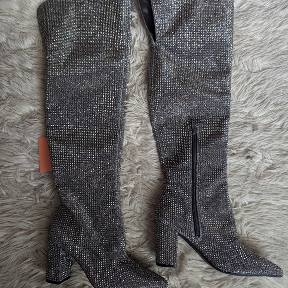 NWT Gianni Bini Queen Bee Rhinestone Over the Knee Boots - Picture 7 of 13